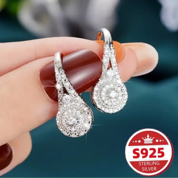 Women’s 925 Sterling Silver Synthetic Zirconia Pendant Earrings - NWT - Picture 7 of 9